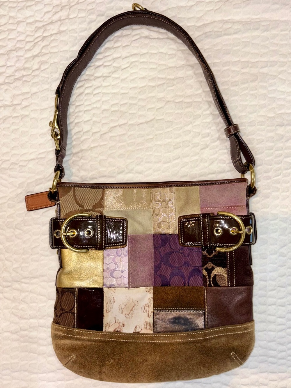 Coach 2005 Limited Edition Vintage Holiday Patchwork Shoulder Bag Style#3573 ✨💜